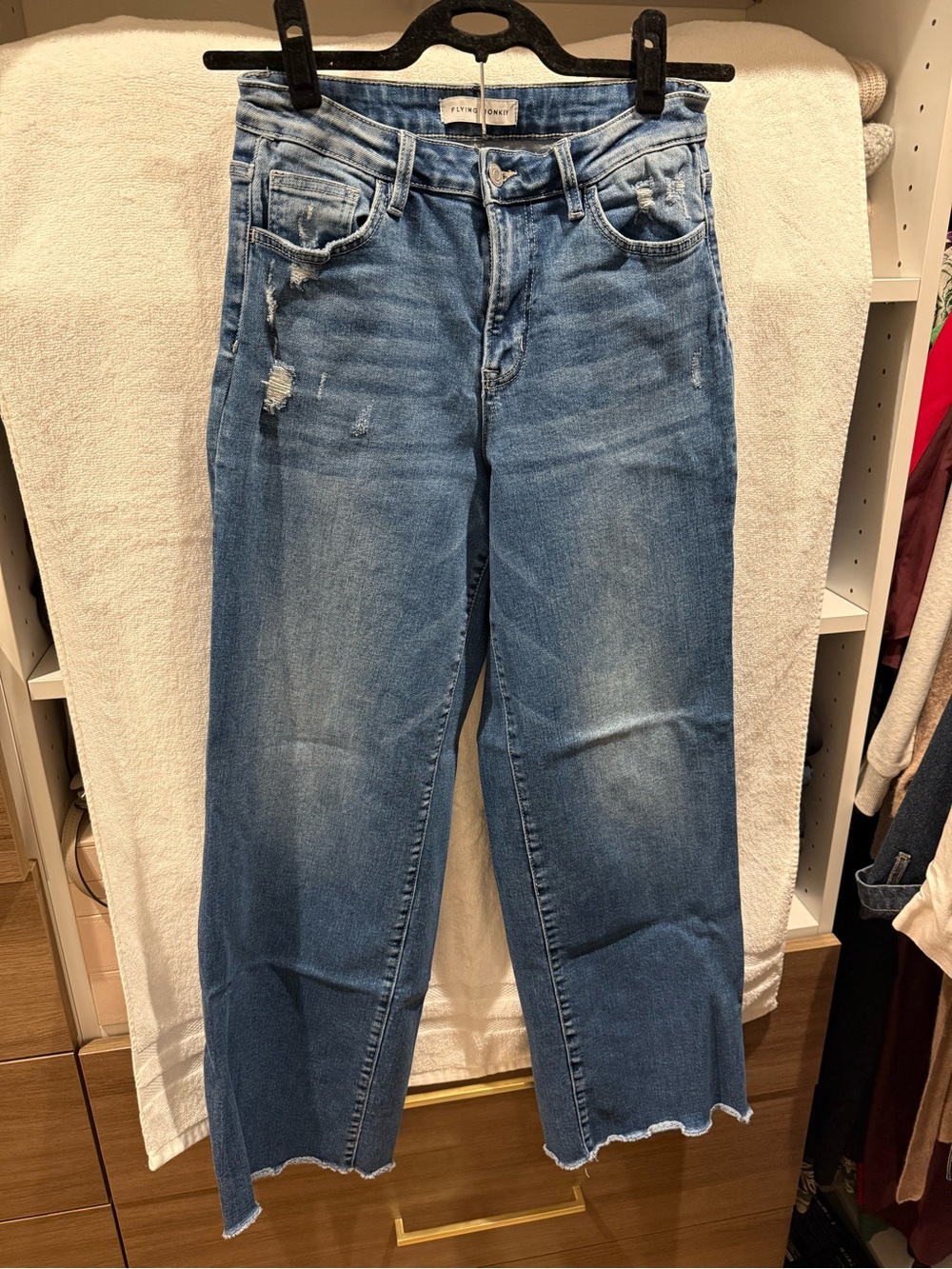 Flying Monkey Distressed Jeans with Raw Hem